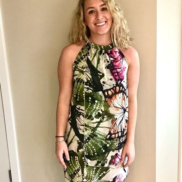 ECO‎ Floral Knee length Sleeveless Wrap Dress M - Picture 1 of 8